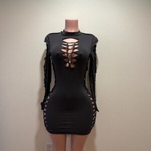 Elegant Black Cut-Out Dress